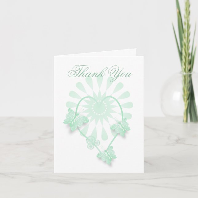 Carte De Remerciements Papillons à menthe poivrée mariage (Devant)
