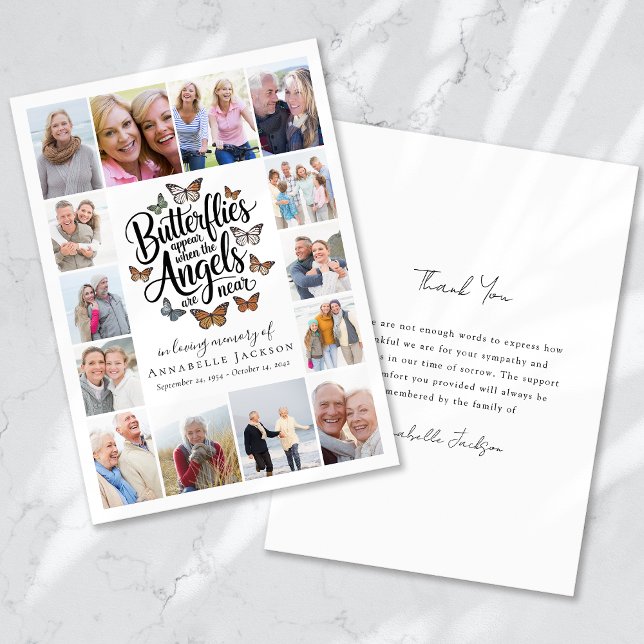 Carte De Remerciements Papillons Angels Collage Photo (Créateur téléchargé)