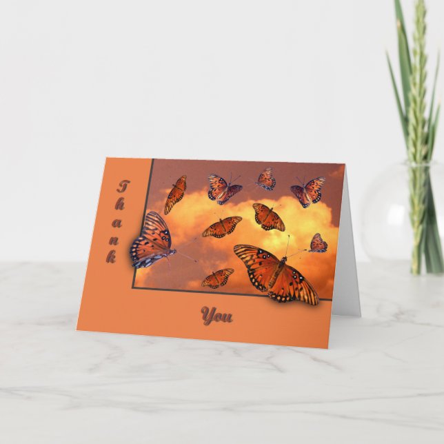Carte De Remerciements Papillons dans le ciel (Devant)
