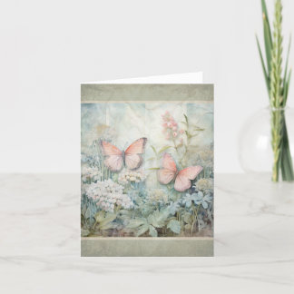 Carte De Remerciements Papillons Dans Le Jardin Vintage Look Note Card 4