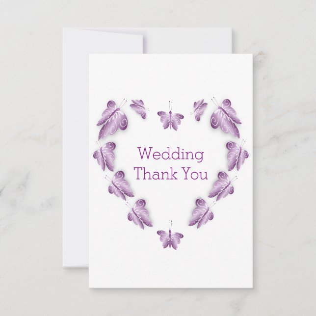Carte De Remerciements Papillons de couleur violet Mariage de design (Devant)
