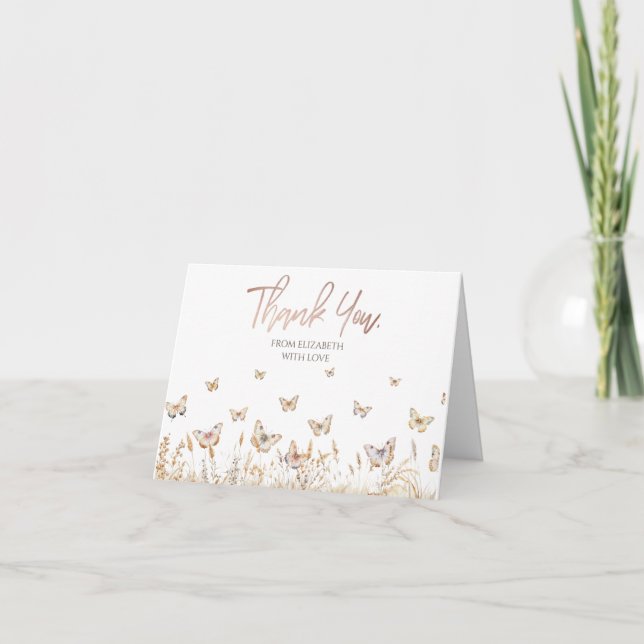 Carte De Remerciements Papillons de prairie aquarelle (Devant)