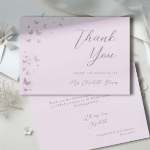 Carte De Remerciements Papillons de vie Fête des mariées d'argent Lilac