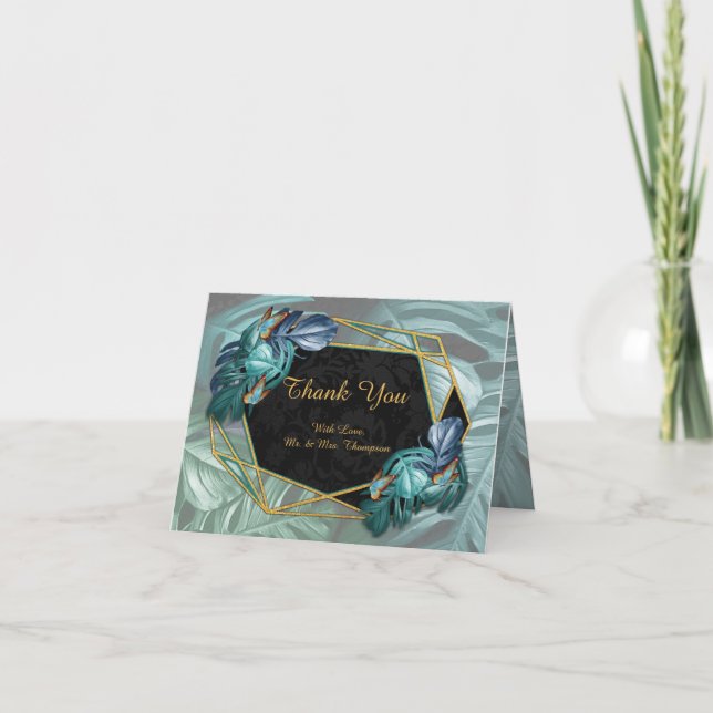 Carte De Remerciements Papillons du Paradis/Tropical Turquoise Splash (Devant)