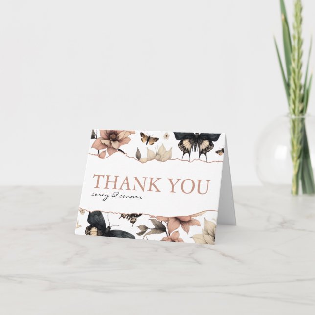 Carte De Remerciements Papillons floraux doux avec photo (Devant)