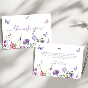 Carte De Remerciements Papillons modernes Douche nuptiale Floral
