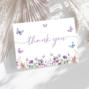 Carte De Remerciements Papillons Modernes Fleurs de Mariage pour la Fête