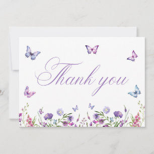 Carte De Remerciements Papillons Modernes Floraux Rose Fuchsia pour une B