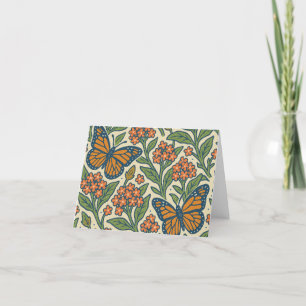 Carte De Remerciements Papillons monarques et fleurs d'algues