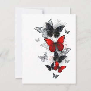 Carte De Remerciements Papillons noirs et rouges volants
