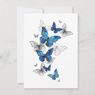 Carte De Remerciements Papillons volants bleus Morpho
