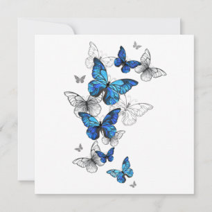 Carte De Remerciements Papillons volants bleus Morpho