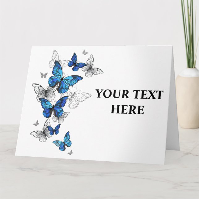 Carte De Remerciements Papillons volants bleus Morpho (Devant)