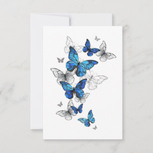Carte De Remerciements Papillons volants bleus Morpho
