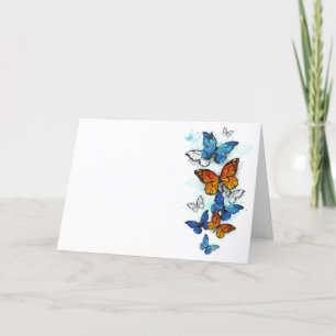 Carte De Remerciements Papillons volants Morpho et Monarch