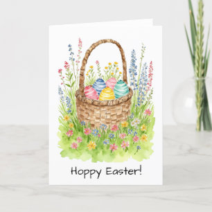 Carte De Remerciements Pâques Panier aquarelle
