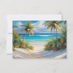 Carte De Remerciements Paradis tropical Coloré Mer & Palmiers