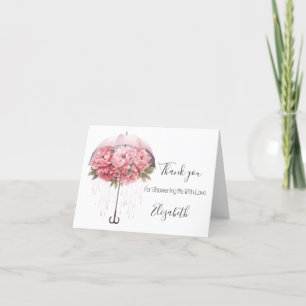 Carte De Remerciements Parapluie Floral Rose Shower de Mariage Baby Showe