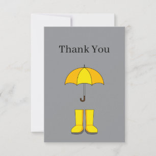 Carte De Remerciements Parapluie jaune et bottes pour les jours de pluie