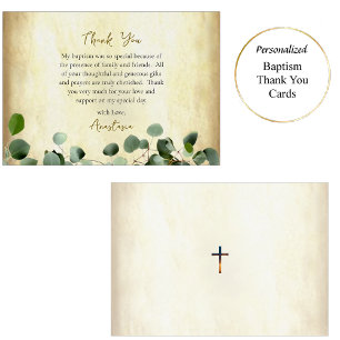 Carte De Remerciements Parchemin Vieilli et Baptême Orthodoxe Eculayptus