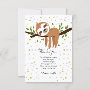 Carte De Remerciements paresse, paresse mignonne, illustration animale