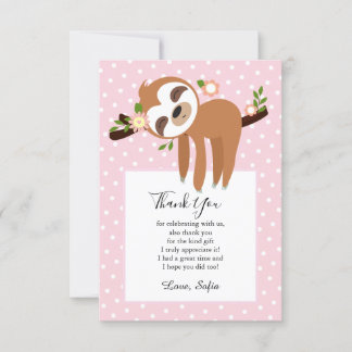 Carte De Remerciements paresse, paresse mignonne, illustration animale