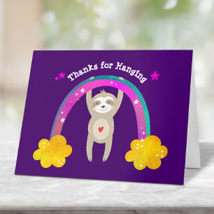 Carte De Remerciements Paresseux Violet Bohème Arc-en-Ciel Anniversaire M