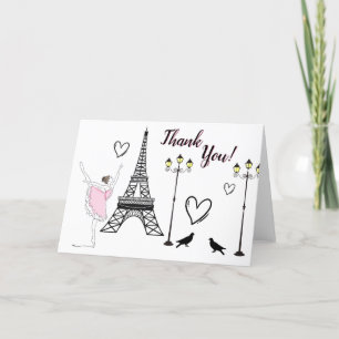 Carte De Remerciements Paris Ballerina et la Tour Eiffel Ballet filles