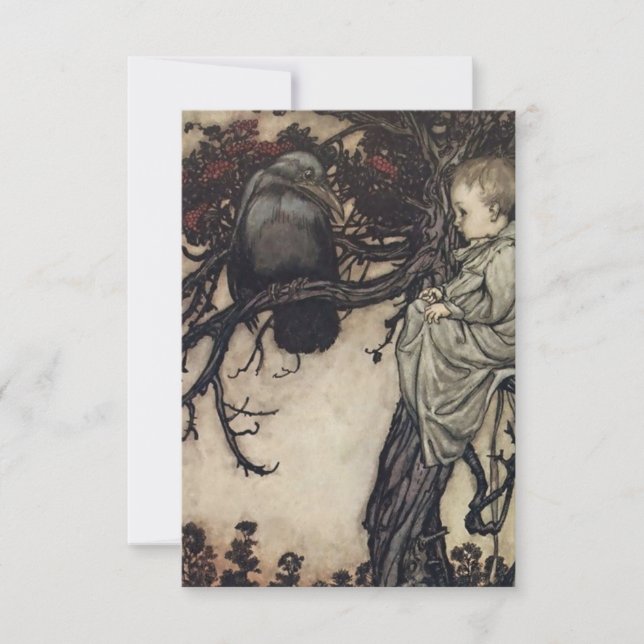 Carte De Remerciements "Parler aux oiseaux" par Arthur Rackham (Devant)