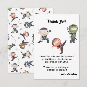 Carte De Remerciements Parti Anniversaire de enfant guerrier de Cute Ninj