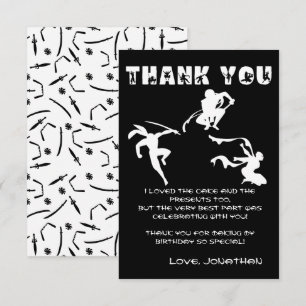 Carte De Remerciements Parti Anniversaire de enfant guerrier de Cute Ninj