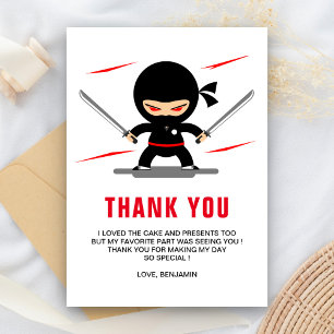 Carte De Remerciements Parti Anniversaire de enfant guerrier Ninja
