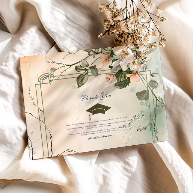 Carte De Remerciements Parti de graduation de Boho Wildflower (Créateur téléchargé)