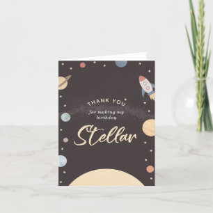 Carte De Remerciements Partie d'anniversaire de l'espace extra-atmosphéri