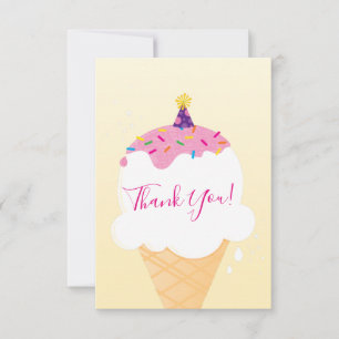 Carte De Remerciements Partie mignonne moderne de cornet de crème glacée