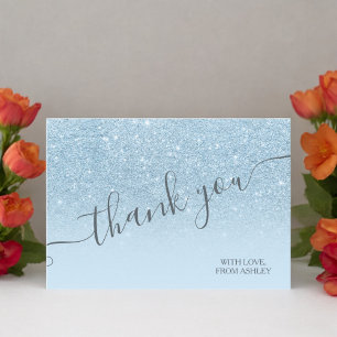 Carte De Remerciements Parties scintillant bleu pastel scintille ombre me