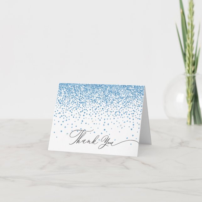 Carte De Remerciements Parties scintillant Bleue Baby shower Garçons Merc (Devant)