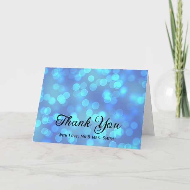 Carte De Remerciements Parties scintillant Bleue Confetti Étincelles Poin (Devant)