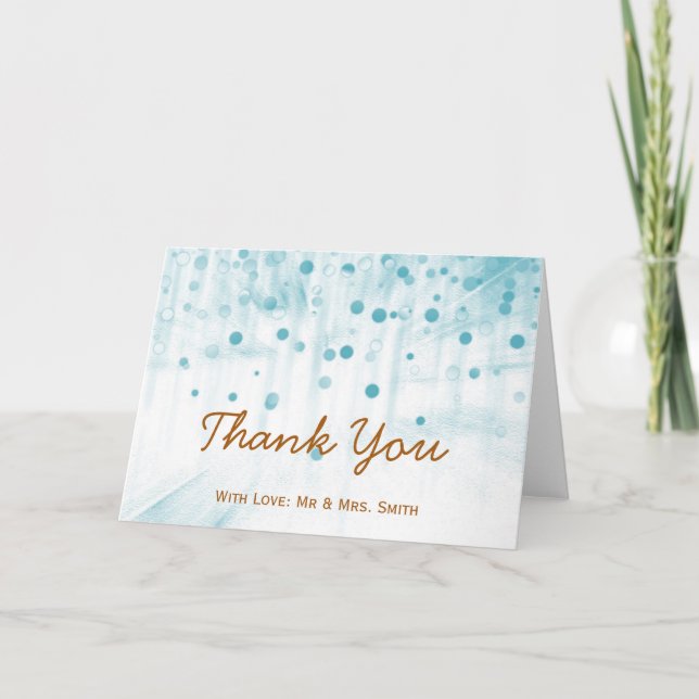 Carte De Remerciements Parties scintillant Bleue Confetti Étincelles Poin (Devant)