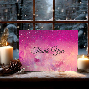 Carte De Remerciements Parties scintillant chic à fond rose sombre