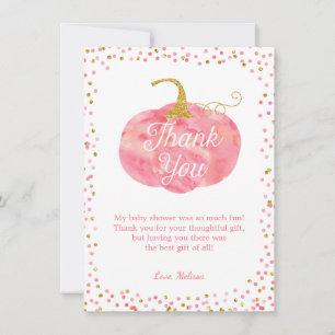 Carte De Remerciements Parties scintillant Citrouille d'aquarelle Baby sh