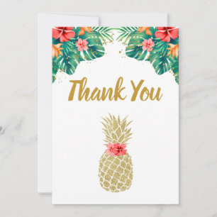 Carte De Remerciements Parties scintillant d'ananas en or Fête des mariée