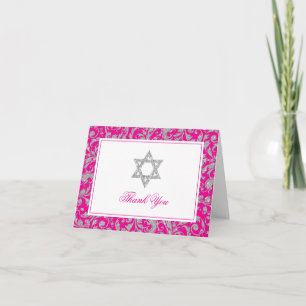 Carte De Remerciements Parties scintillant d'argent rose chaud tourbillon