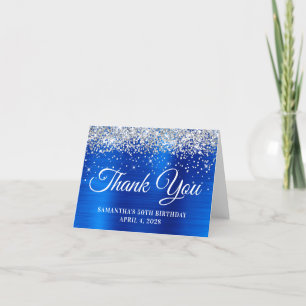 Carte De Remerciements Parties scintillant d'argent Royal Blue Foil 50e a