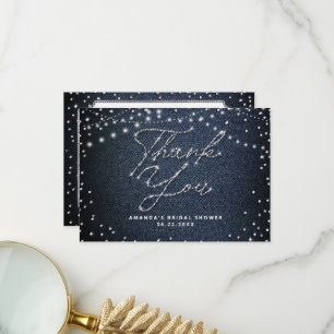 Carte De Remerciements Parties scintillant de diamants Denim Lumières rus