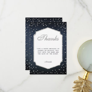 Carte De Remerciements Parties scintillant de diamants Denim Rhinestones 