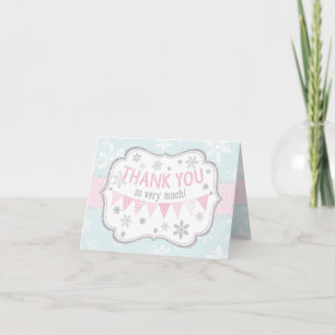 Carte De Remerciements Parties scintillant d'hiver d'argent Snowflake Me