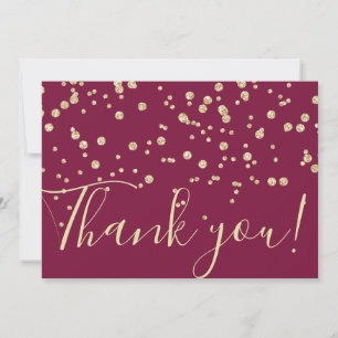 Carte De Remerciements Parties scintillant d'or Chic Confetti Bourgogne T