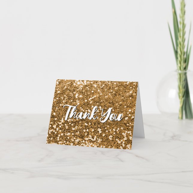 Carte De Remerciements Parties scintillant d'or Chunky (Devant)