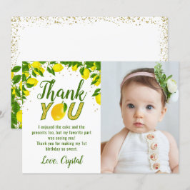 Carte De Remerciements Parties scintillant d'or de citron vert doux Photo